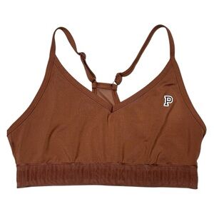 PINK Victoria’s Secret Ultimate Lightly Lined V Neck Sports Bra Sienna Brown M